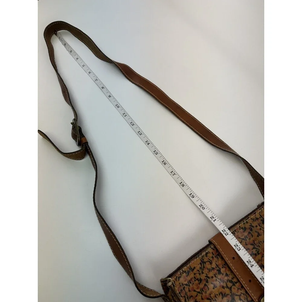 Patricia Nash Venezia‎ Crossbody Floral Brown Leather Strap Snap Slim Bag Purse
